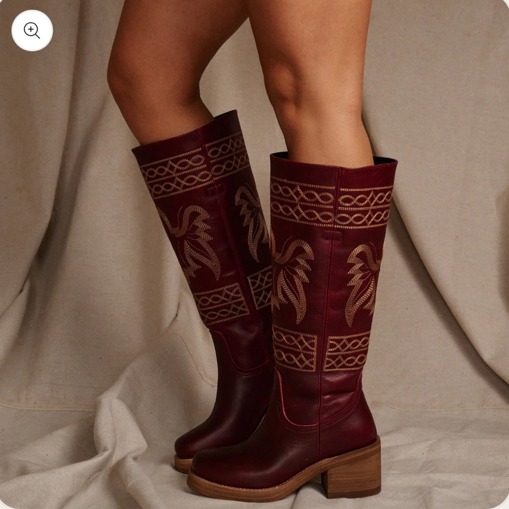 Free People Dingo Avalon Equestrian Tall Boots Leather Embroidery - Picture 2 of 12